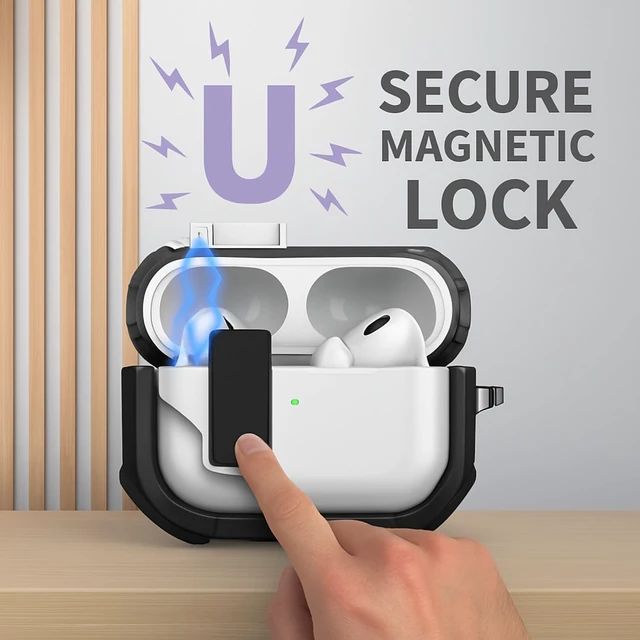 Alt view image 2 of 5 - SaharaCase - AirPods Pro 3 Case - Secure Lock ^^ Venture-X Series - Clear/Black