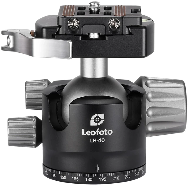 Main image of LEOFOTO Low Profile Camera Tripod Ball Head, 91mm Aluminium Ball Head with 1/4" Quick Release Plate, 360 & 90 Tilt Panoramic Ball Head, 3/8" Mounting Screw for Slider/Tripod/Monopod, Max Load 44lb