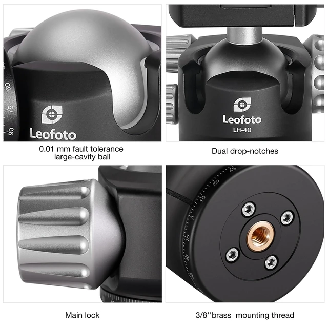 Alt view image 5 of 5 - LEOFOTO Low Profile Camera Tripod Ball Head, 91mm Aluminium Ball Head with 1/4" Quick Release Plate, 360 & 90 Tilt Panoramic Ball Head, 3/8" Mounting Screw for Slider/Tripod/Monopod, Max Load 44lb