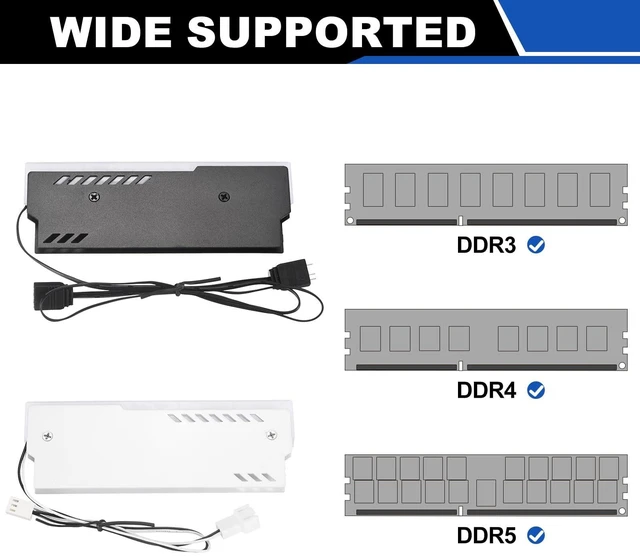 Alt view image 5 of 5 - Nexarelle 2Pcs DDR3/DDR4/DDR5 Memory RAM Cooler Heatsink 12V/Fan 3Pin
