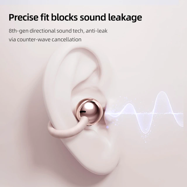 Alt view image 3 of 5 - Open Ear Earbuds Clip On Headphones Wireless Earbuds for Workout(Rose Gold)