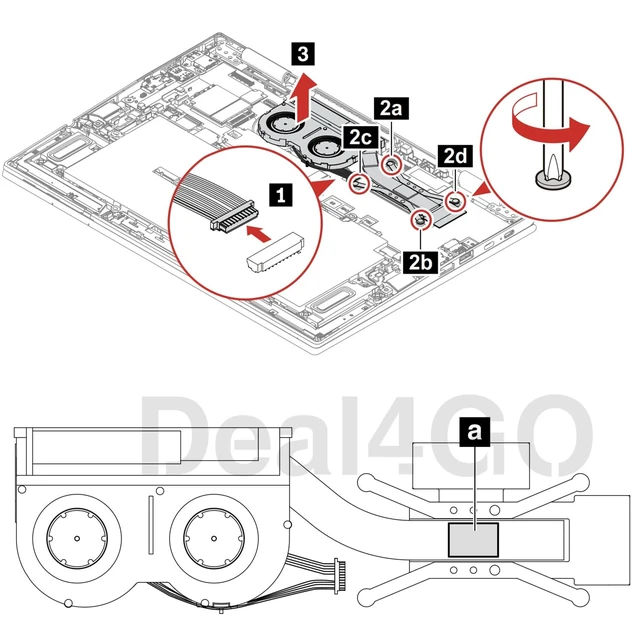 Alt view image 2 of 5 - Deal4GO Cooling Fan & Heatsink Thermal 5H40W36671 Replacement for Lenovo ThinkPad X1 Carbon 9th Gen, X1 Yoga 6th Gen 2021