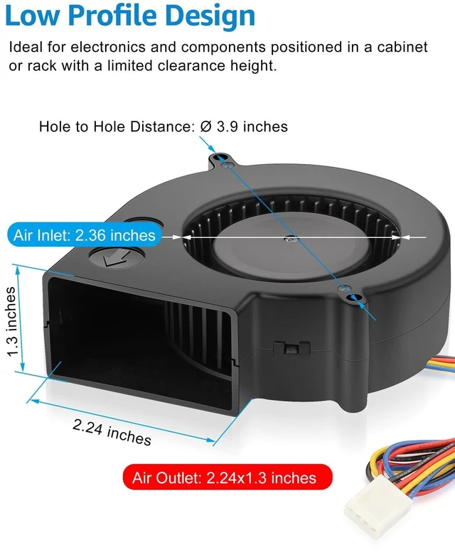 Alt view image 4 of 5 - GDSTIME 97mm x 33mm 4 Pin PWM Blower 12V, High Airflow DC Centrifugal Fan