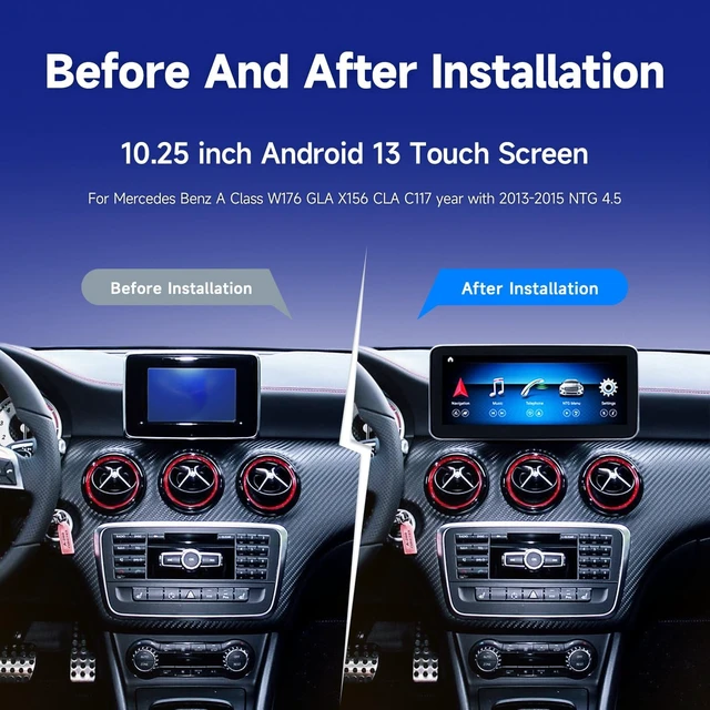 Alt view image 2 of 5 - Android Touch Screen Wireless Carplay Android Auto Car Multimedea Stereo Player for Mercedes Benz A Class W176 GLA X156 CLA C117 NTG 4.5 NTG4.7 Form 2013 to 2015 Bluetooth Linux System
