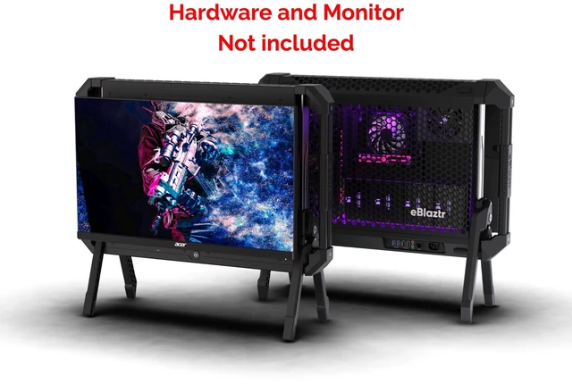 Alt view image 2 of 5 - eBlaztr Portable ITX PC Case Full Desktop GPU Performance, Matte Black Aluminum, PCIe 4.0 Riser Cable, DP Ribbon Cable, Patented Leg System