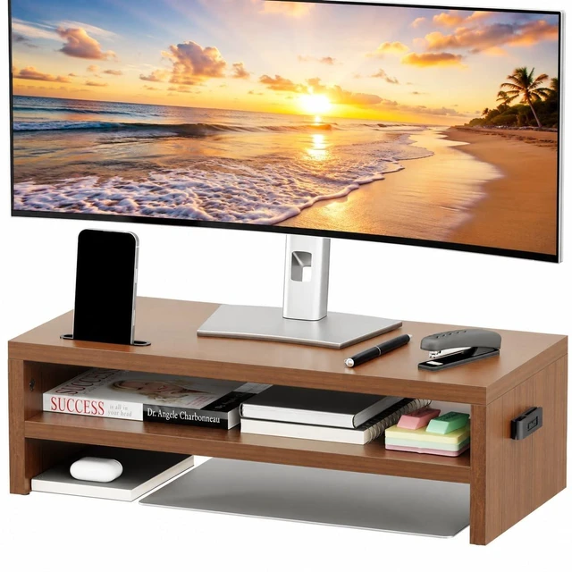 Main image of BONTEC Wood Monitor Stand Riser, 2-Tier Desktop Organizer