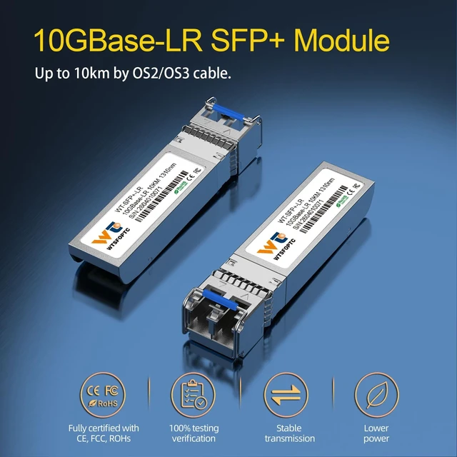 Alt view image 3 of 5 - 2 Pack 10G LR SFP+ Module, 10GBase-LR Single Mode Transceiver up to 10km