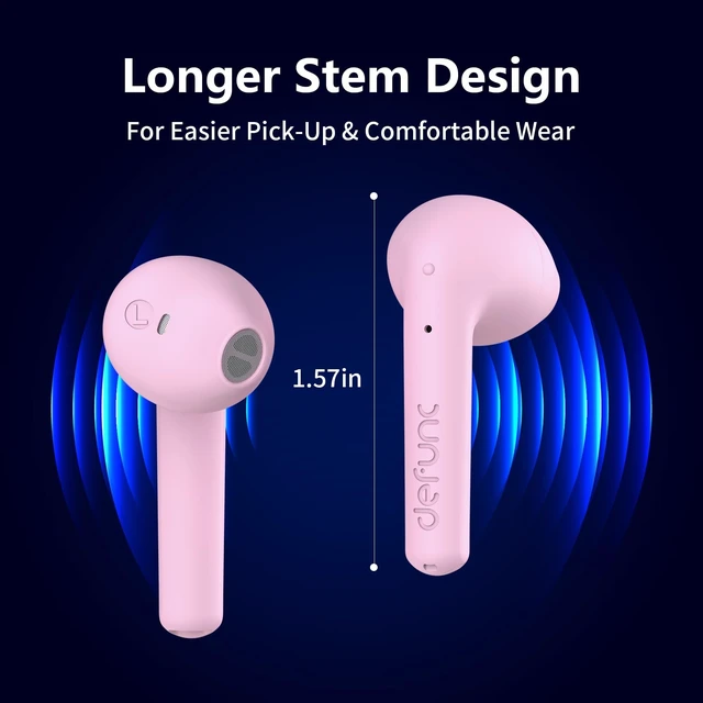 Alt view image 5 of 5 - Defunc True LITE II Wireless Earbuds Bluetooth 6.0, Semi in-Ear Headphones with ENC Clear Calls, Low Latency, 20H Playtime, IPX4 Waterproof, Comfortable Fit with AI App Support (Pink)