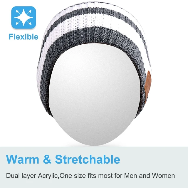 Alt view image 2 of 5 - Rotibox Winter Unisex Bluetooth Beanie Hat Music Cap with Wireless Headphones Headsets Earphones Speakers Mic Hands Free for Running Skiing Snowboard Skating Hiking - White