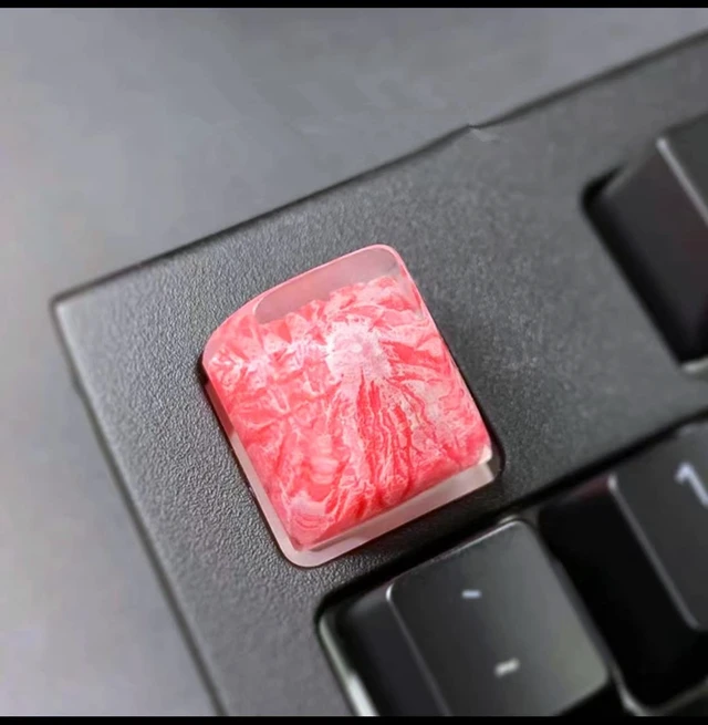 Alt view image 2 of 5 - MECHKYP Custom Resin Keycaps,Mt.Fuji Artisan Keycap,R4/Esc Backlit Mechanical keycap,Sakura Pink