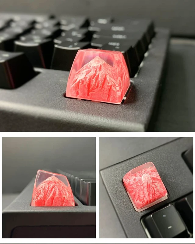 Alt view image 3 of 5 - MECHKYP Custom Resin Keycaps,Mt.Fuji Artisan Keycap,R4/Esc Backlit Mechanical keycap,Sakura Pink