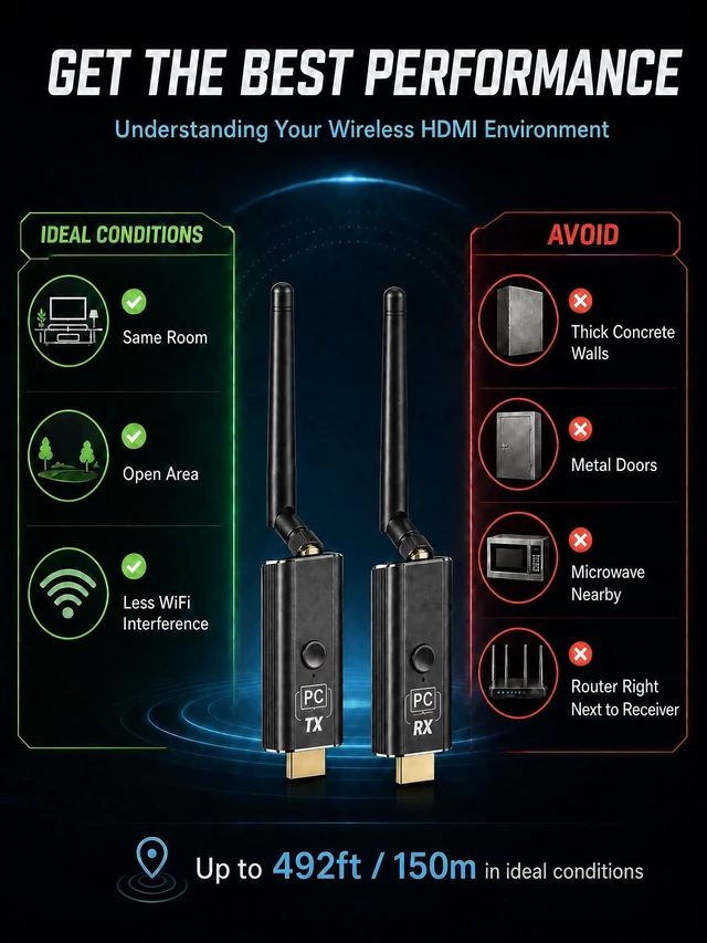 Alt view image 4 of 5 - Moman Wireless HDMI Transmitter and Receiver Kit, 1 Transmitter + 3 Receivers 4K Input to 1080P HD Output for Video and Audio, 492FT Long-Lasting Portable Plug & Play for PC/Projector/TV Box/La