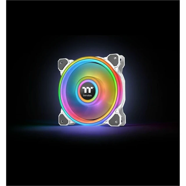 Alt view image 4 of 5 - Thermaltake Riing Quad 120mm 16.8 Million RGB Color (Alexa, Razer Chroma) Software Enabled 4 Light Rings 54 Addressable LED 9 Blades Hydraulic Bearing White Case/Radiator Fan, 3 Pack, CL