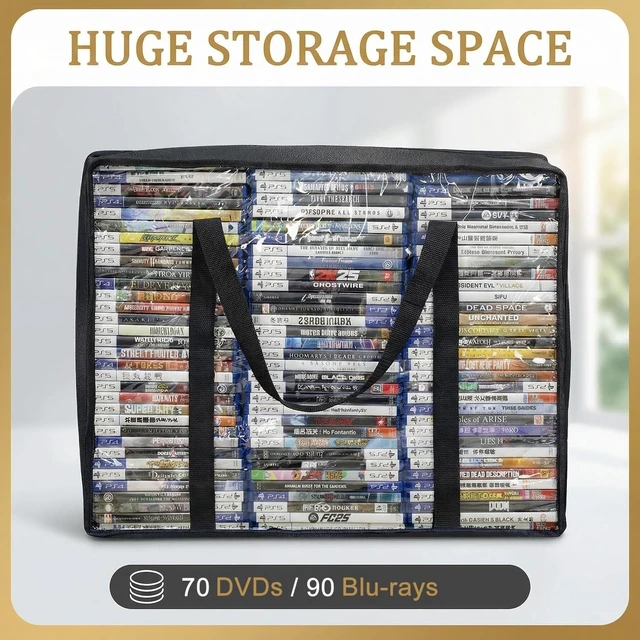Alt view image 4 of 5 - Salajory Blu-ray/DVD Storage Bags, Clear PVC Video Game Storage Bag, 6 Pack