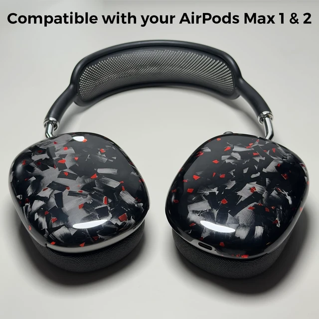Alt view image 2 of 5 - Fiberri Forged Carbon Fiber Case for AirPods Max 2 & 1, Glossy Black/Red