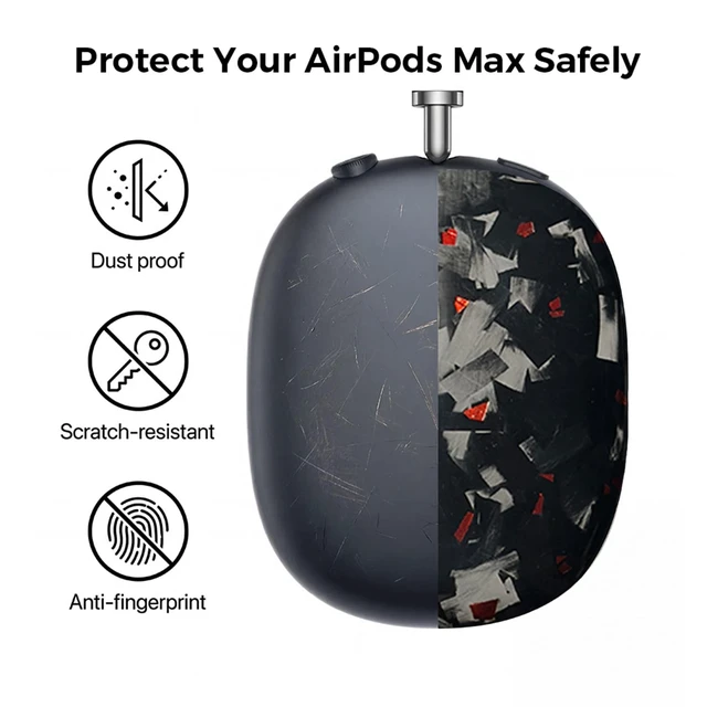 Alt view image 3 of 5 - Fiberri Forged Carbon Fiber Case for AirPods Max 2 & 1, Glossy Black/Red
