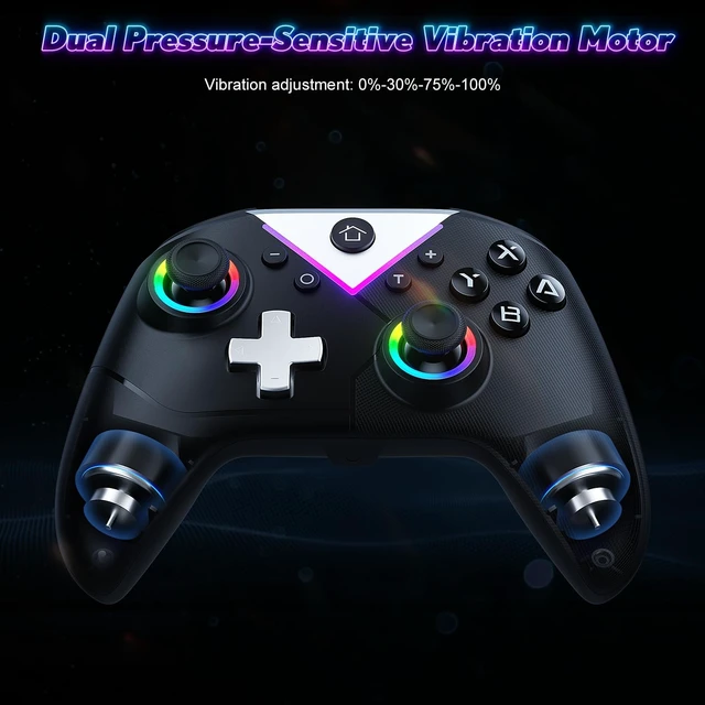 Alt view image 5 of 5 - Dinosoo RGB Wireless Controller with Turbo & Macro, 6-Axis Gyro, Dual Vibration, Screenshot Button Compatible with Nintendo Switch 2 / Switch 1 / Lite/OLED, PC - 2-Pack
