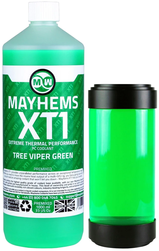 Main image of Mayhems - XT1 Premixed PC Coolant - Computer Water Cooling Fluid - Liquid Cooling, Thermal Performance Series, 1 Litre, Tree Viper Green