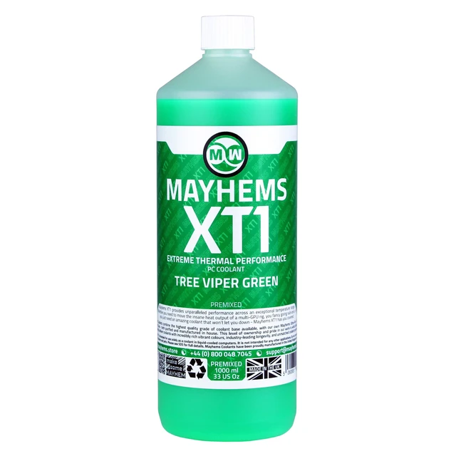 Alt view image 2 of 5 - Mayhems - XT1 Premixed PC Coolant - Computer Water Cooling Fluid - Liquid Cooling, Thermal Performance Series, 1 Litre, Tree Viper Green