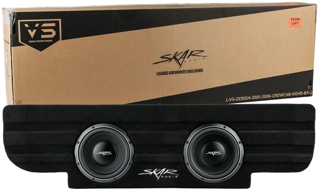 Main image of Skar Audio Dual 10" Loaded VS Series Subwoofer Enclosure Compatible with 2001-2006 Chevy Silverado/GMC Sierra 1500 Non-HD Crew Cab Trucks