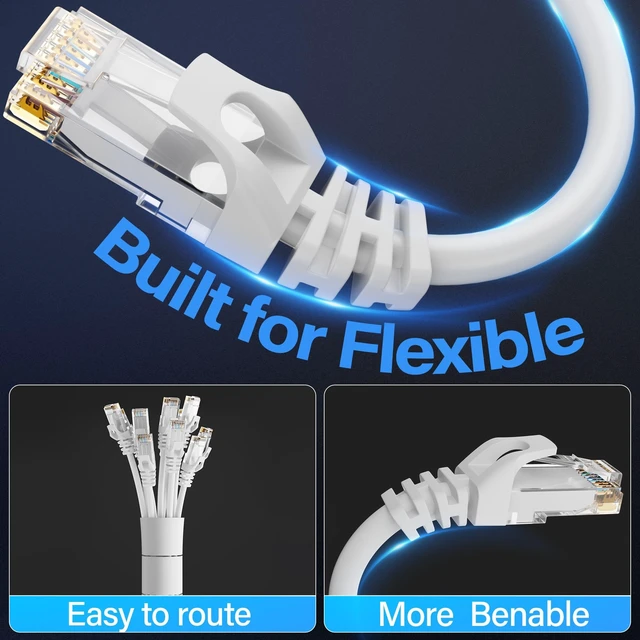 Alt view image 4 of 5 - TuokaJu Cat6 Ethernet Cable 10Gbps 10 ft (10 Pack), UTP Ethernet Cable Cat 6, Flexible Bare Copper Cat6 Cable, Cat 6 Network Cable for Server, Data Center, White