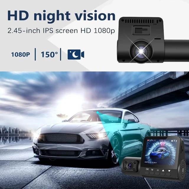 Alt view image 5 of 5 - Dash Cam1080P 3 Channel Dash Camera Mini Car Recorder 2.45 Inch Screen Front Rear and Inside with Loop Recording Wide Angle IP66 Waterproof