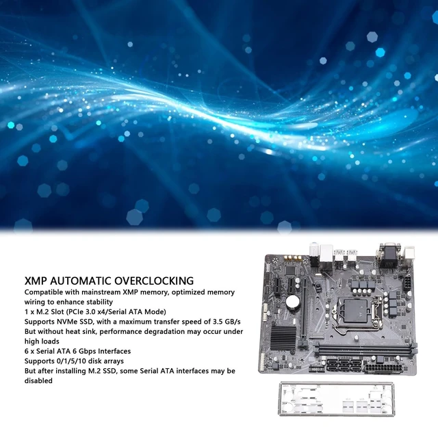 Alt view image 3 of 5 - VBESTLIFE B460M Motherboard, LGA 1200 Socket for 10th Gen Core i9 i7 i5 i3 Pentium Celeron CPU, DDR4 2933MHz Dual Channel, PCIe 3.0 x16, M.2 NVMe SSD