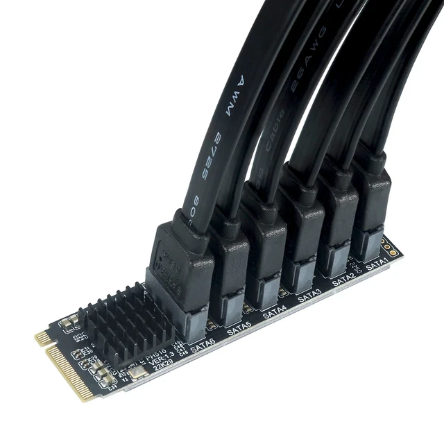 Alt view image 5 of 5 - Trotwei Blue M.2 NVME M Key to SATA 6-Port Expansion Card Support RAID for Desktop PC Storage Expansion at 6Gbps Speed