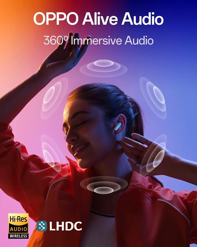 Alt view image 5 of 5 - OPPO Enco Air5 Pro True Wireless Earbuds, Bluetooth 6.0 in-Ear Headphones Stereo, 55dB Active Noise Cancellation, Triple-Mic AI Clear Call, Hi-Res Audio, 54H Playtime, Deep Bass, IP55, Pearl Wh