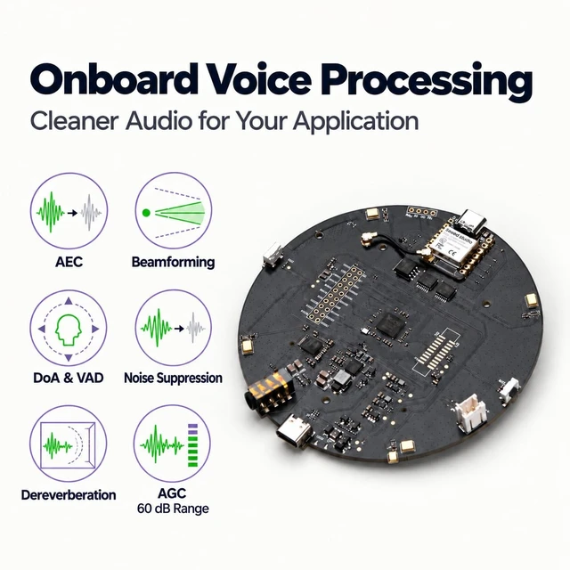 Alt view image 3 of 5 - seeed studio reSpeaker XVF3800 4-Mic Array with XIAO ESP32S3, Bare Board