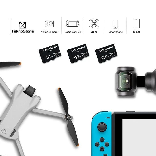Alt view image 3 of 5 - TEKNOSTONE 128GB Basic MicroSDXC TF Memory Card with Adapter 1 Pack