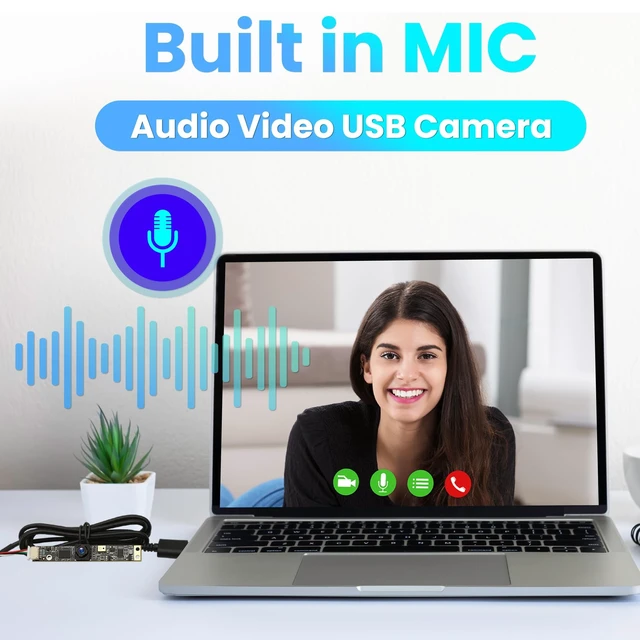 Alt view image 2 of 5 - IFWATER 8MP 2448P USB Camera Module with Microphone, 30fps HFOV 105 Wide Angle Lens,Plug and Play for Windows, Mac OS, Raspberry Pi, Linux, 3D Printer,Laser Engraver,Machine Vision