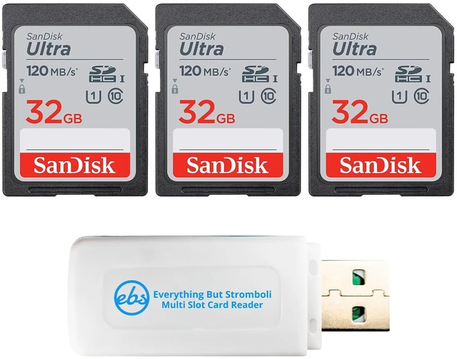 Main image of SanDisk 3 Pack 32GB Ultra SD Card for Digital Cameras SDSDUN4-032G-GN6IN