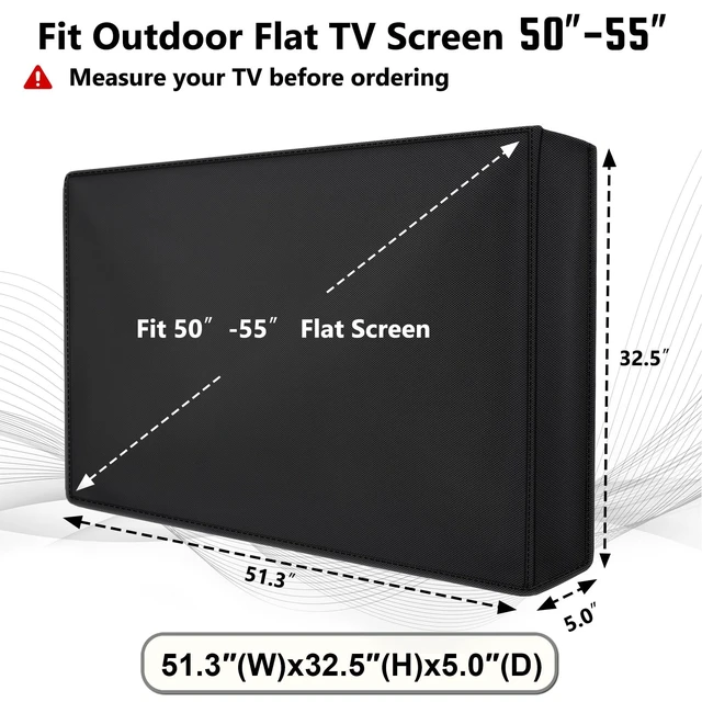 Alt view image 2 of 5 - Outdoor TV Cover 50 to 55 Inch Weatherproof, Waterproof Cover Size 52"L X 33"H for Outside Flat LED, LCD, OLED TV Screen, 600D Thick Fabric Screen Protector with Remote Control Pocket, Black