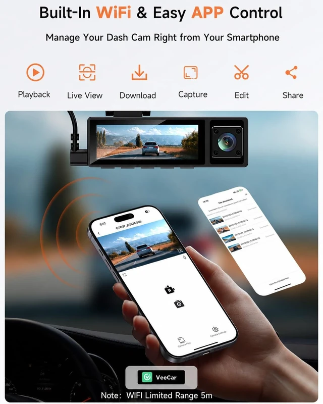 Alt view image 5 of 5 - 4K+2.5K+1080P 3 Channel Dash Cam Front, Rear, Inside, 64GB SD Card Included