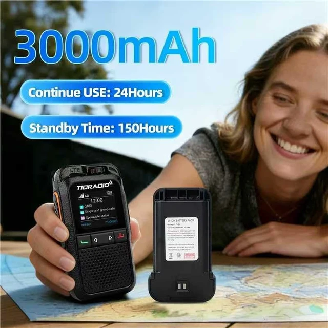 Alt view image 4 of 5 - TIDRADIO Unlimited Range Rapid Walkie Talkies 6000+Miles,4G LTE Long Range PoC Radio with SIM Cards,Nationwide PPT Two-Way Radios, Global Long Distance for Family,Logistics, 4 Pack,TD-G100