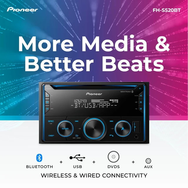 Alt view image 3 of 5 - Pioneer FH-S520BT Double Din CD Car Stereo, Bluetooth, USB/AUX, AM/FM Radio