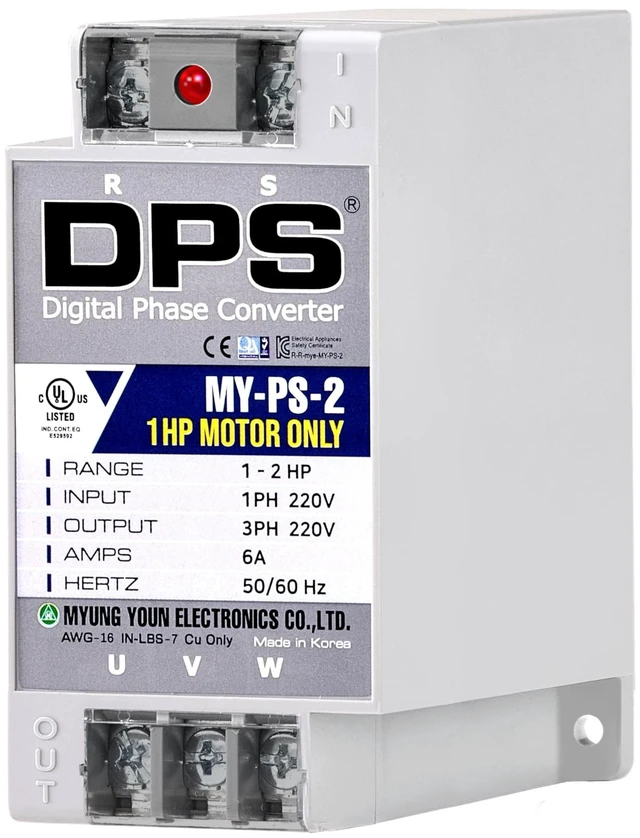 Main image of DPS Digital Phase Converter 2HP My-PS-2, Single to 3 Phase, 6A 200-240V