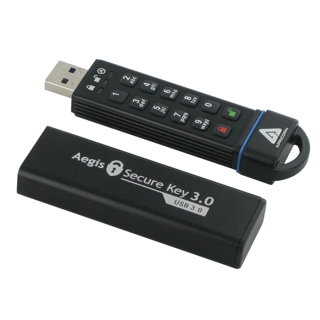 Alt view image 4 of 5 - Apricorn 30GB Aegis Secure Key FIPS 140-2 Level 3 Validated 256-bit Encryption USB 3.0 Flash Drive (ASK3-30GB)