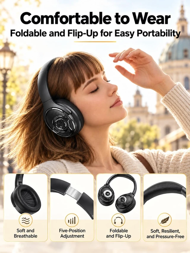 Alt view image 5 of 5 - JKNKCO HP09 2 in 1 Over Ear Headphones & Portable Speaker Bluetooth 6.0