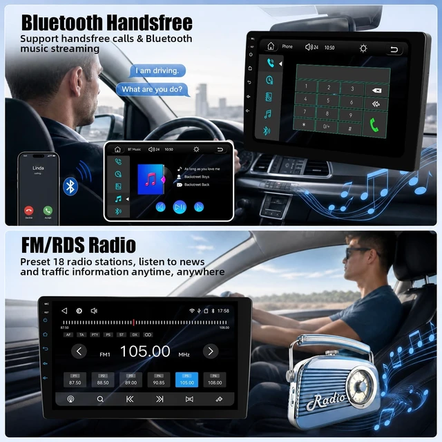 Alt view image 4 of 5 - Car Radio for Mitsubishi Lancer IX 2000-2010, 9-inch IPS Screen with Wireless/Wired CarPlay & Android Auto, Mirror Link, Bluetooth, DSP, SWC, FM/RDS