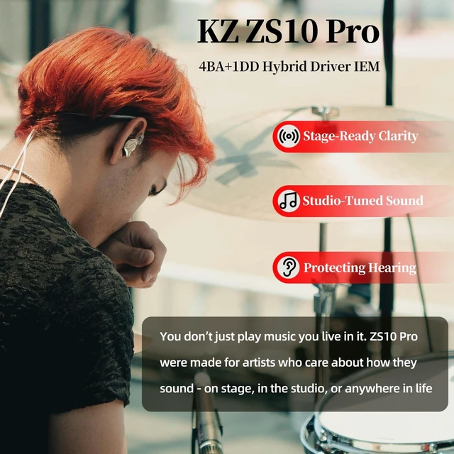 Alt view image 2 of 5 - KZ ZS10 Pro USB-C in-Ear Monitors, 4BA+1DD Hybrid Driver IEM