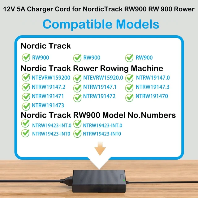 Alt view image 4 of 5 - ETL Listed 12V 5A AC Charger Compatible with Echelon EX-4s+ EX-4S EX4S EX4S-10 CH01-EX4s ECHEX-4S15C EX5S ECHEX-5s ECHEX5s EX-5s-10 EX5S-10 & NordicTrack RW900 Rower Power Adapter Supply Cord