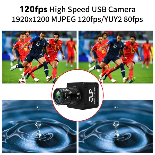 Alt view image 2 of 5 - IFWATER Global Shutter Color USB3.0 Camera,120FPS 200FPS Ultra High Frame Rate Webcam,1920x1200 Max Resolution with 2.8-12mm 4X Manual Zoom Lens,Plug and Play for High Speed Motion Analysis 3D Printer