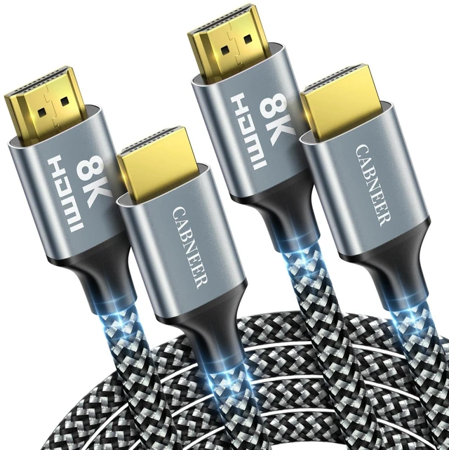 Main image of CABNEER 8K HDMI Cable 15 ft 2Pack, 48Gbps High Speed HDMI 2.1 Cable, Braided HDMI Cable 2.1 8K 60Hz 4K 120Hz Support for HDR eARC HDCP 2.2/2.3, HDMI Cord Compatible with HDTV, Laptop, Monitor, PC