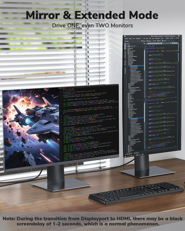 Alt view image 5 of 5 - 4K DisplayPort to HDMI Cable 30 ft, 4K@60Hz, 2K@120Hz, in-Wall CL3 Rated, Unidirectional DisplayPort 1.2 Source to HDMI 2.0 Display, DP to HDMI Compatible with PC, Dell, AMD, Lenovo, Monitor