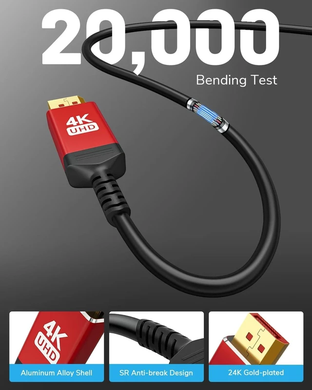 Alt view image 4 of 5 - 4K DisplayPort to HDMI Cable 30 ft, 4K@60Hz, 2K@120Hz, in-Wall CL3 Rated, Unidirectional DisplayPort 1.2 Source to HDMI 2.0 Display, DP to HDMI Compatible with PC, Dell, AMD, Lenovo, Monitor