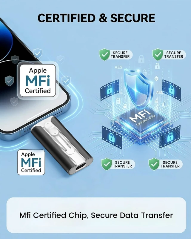 Alt view image 4 of 5 - MFI Certified 256GB Flash Drive Photo Stick and USB Stick Offers Photo/Video Storage, The External Storage is Compatible with iOS, Android, and Pc,1 Pack (Black)(Available Space: ~244GB)