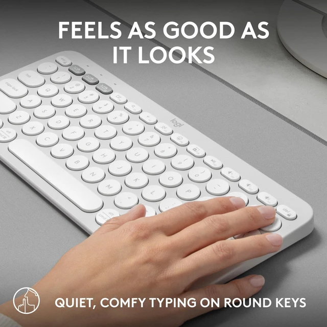 Alt view image 5 of 5 - Logitech Pebble Keys 2 K380s Wireless Bluetooth Keyboard - Tonal White