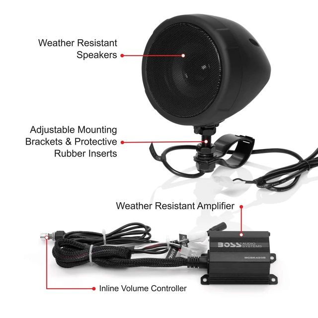 Alt view image 2 of 5 - BOSS Audio Systems MCBK420B Motorcycle Speakers and 2 Channel Amp Package